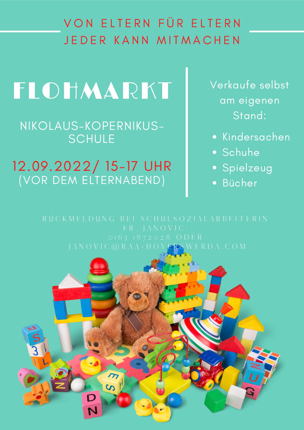 VON ELTERN FÜR ELTERN: Flohmarkt in der Nikolaus-Kopernikus-Schule