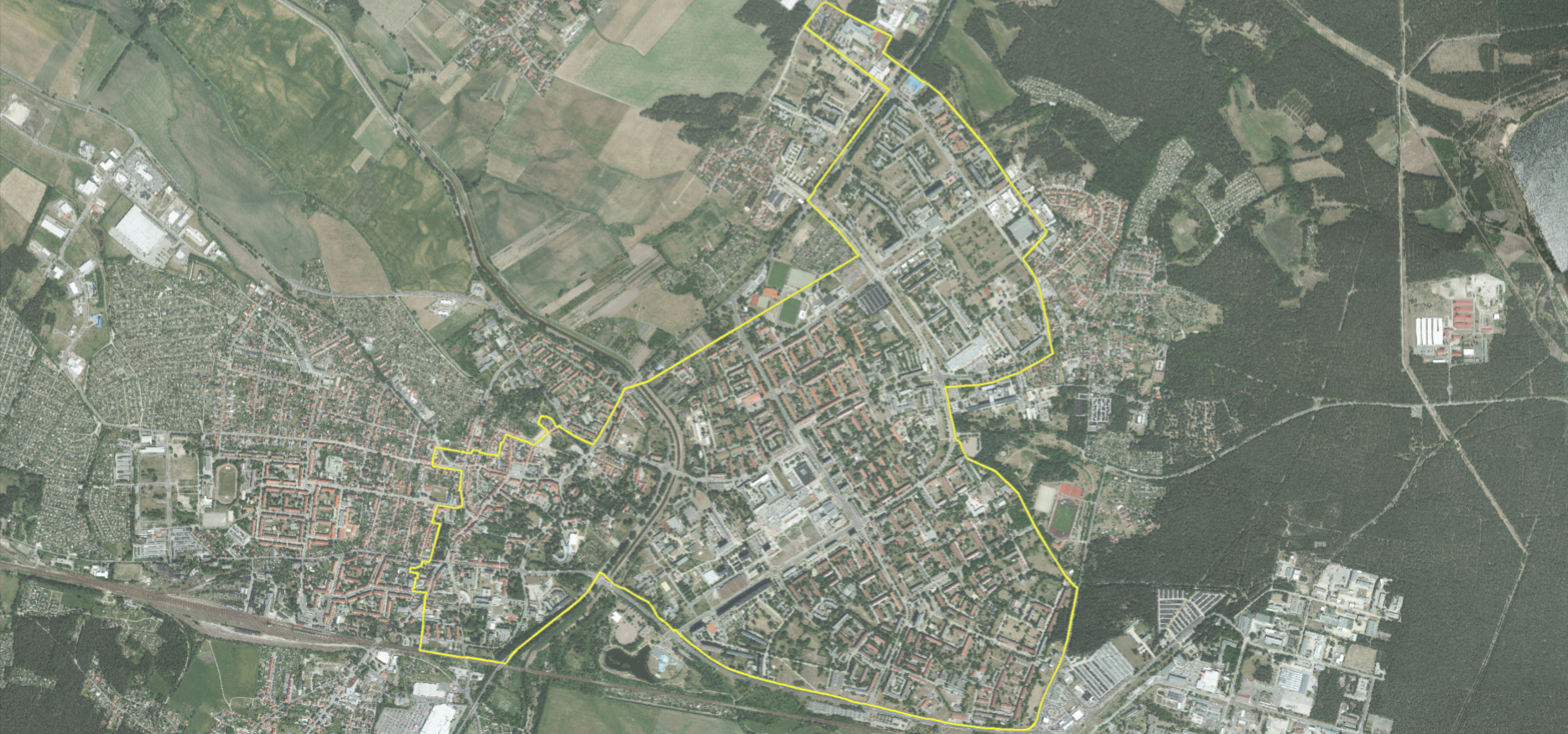 Das ESF-Fördergebiet in Hoyerswerda. Innerhalb dieses benachteiligten Stadtgebietes finden die Projekte des GIHK statt.